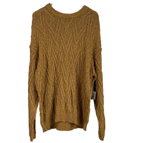 Free People NWT Isla Cable Stitch Tunic Sweater Spice Cake Oversized Size M - Picture 5 of 13
